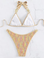 Shiny Sequins Bikinis 2025 Metal Chains Bikini Women Swimwear Female Swimsuit Two-pieces Bikini Set Bathing Suit Swim Beach Wear