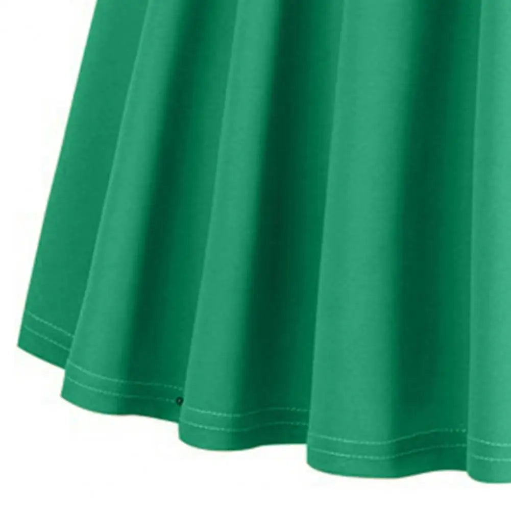 Women Skirt A-line Big Swing Belted Tight Waist Bow Decor Solid Color High Waist Soft Ruffle Summer Dating Party Midi Skirt
