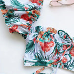DEKA Brazilian Puff Sleeve Bikini Set Women Thong Swimsuit Printed High Waist Swimwear Bathing Suit Beachwear Push Up Bikini