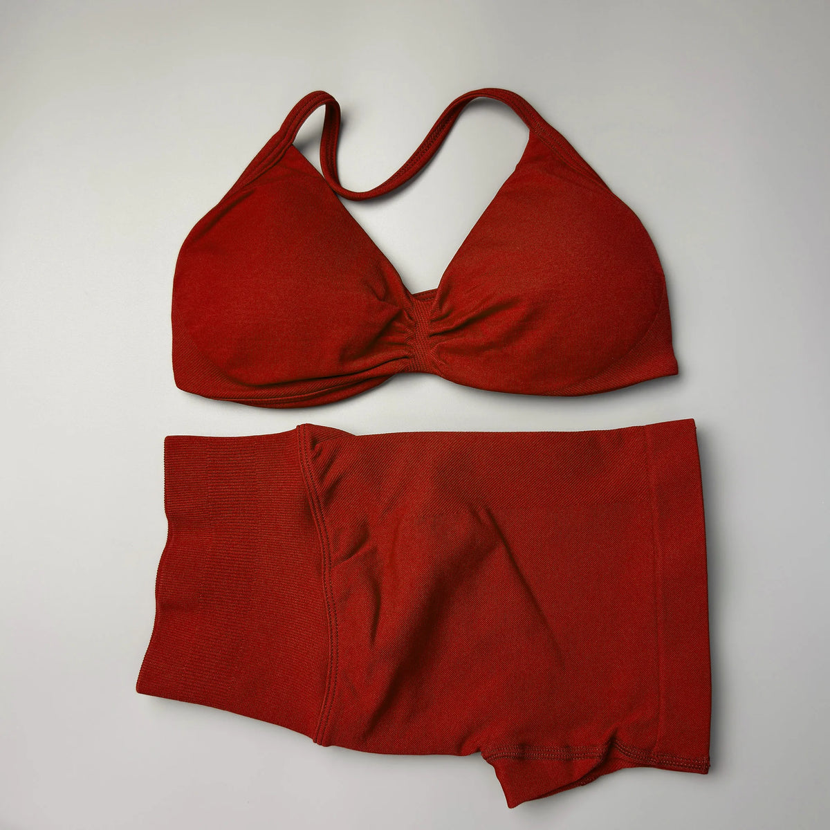 2 Pieces Gym Set Women Workout Clothes Scrunch Shorts Set Halter Sports Bra Fitness Top Woman Sportswear Yoga Set Outfits
