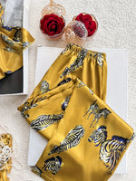 2026 New Women's Pajamas Set Zebra Print Sleeveless V-Neck Camisole Long Pants Sleepwear Set Comfortable Lounge Wear