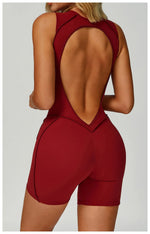 New Seamless Yoga Jumpsuits Sports Fitness Hip-lifting Backless Shorts One-piece Workout Gym Leggings Tracksuits for Women