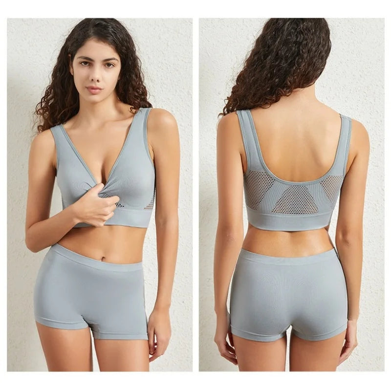Seamless Bra Set Women Low Waist Underwear Female Tanks Bra Top Sexy Thong Panties Casual Sports Lingerie Set Girls Intimates