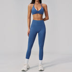 Breathable Quick Drying Yoga Set for Women Beauty Back Sports Bra High Waist Leggings Fitness Suit Outwear Gym Running Tracksuit