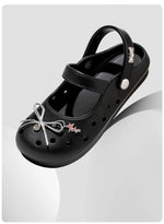 Cute DIY Bow Knot Indoor Street Slippers For Women Fashion Clogs Female Summer Shoes Soft EVA Anti-slip Ladies Home Beach Slides