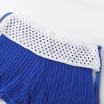 Women Beach Shorts Trendy Contrast Color Foldover Sheer Knit Short Pants Summer Sexy Bohemian Shorts