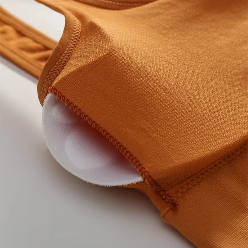 Women Crop Top Padded Tank Top Sports Bra Seamless Underwear Summer Fitness Casual Streetwear Camisole Removable Pads