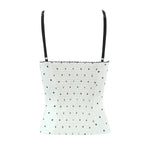 Fashion Sexy Polka Dot For Women And Stylish Off-Shoulder Top White Polka Dot Top With Lace Trim Square Neckline For Women 7RGH