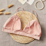 Women 1/3 Cup Tank Top Seamless Crop Top Solid Color Underwear Sexy Lingerie V-Neck Non-wire Bra Top Padded Camisole
