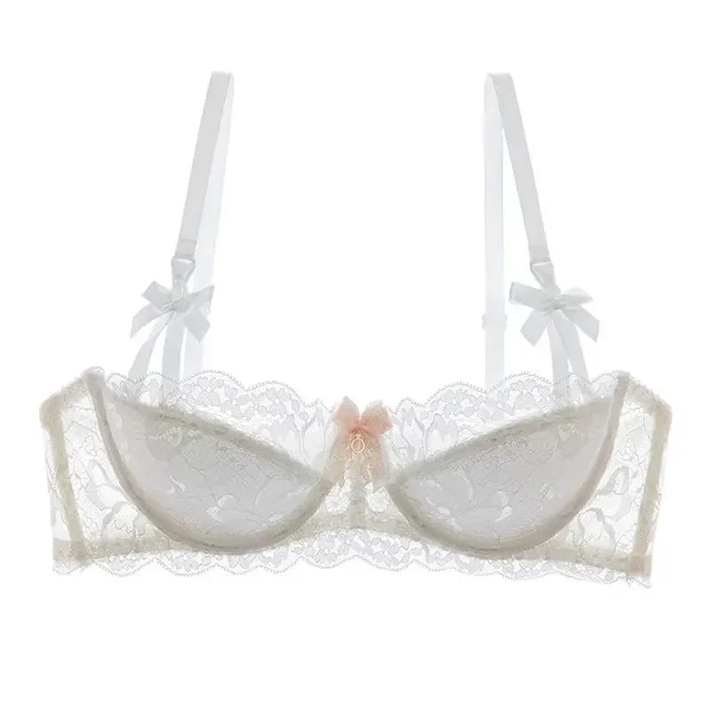 MOYISU French Romance Breathable and Comfortable Breathable Sexy Lace Not Empty Cup Bra Set Pure Desire Girl Super Beautiful