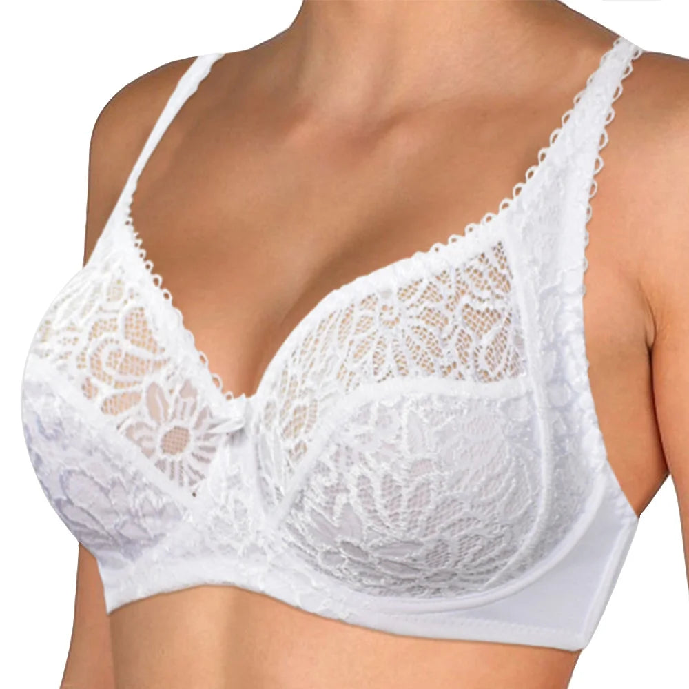 Womens Lager Bosom Lace Perspective Bra Sexy Lingerie Underwire Embroidery Floral Bralette Plus Size Brassiere B C D DD E F Cup