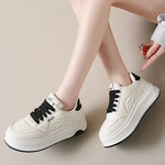 Letter Embroidery Sports Shoes Women Spring Autumn Mix Color Lace Up Sneakers Woman Soft Sole Platform Vulcanize Shoes Mujer