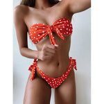 Sexy Leopard Polka Dot Knotted Brazilian Bikini Women Swimwear Female Swimsuit Two-pieces Bikini Set Bather Bathing Suit V643