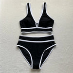 S - XL Sexy V Neck Printed High Waist Bikini Female Swimsuit Women Swimwear Two-pieces Bikini Set Bather Bathing Suit Swim V6997
