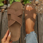 2026 New Summer Autumn Women's Twist Knot Crossed Sandals Non-Slip Flat Casual Resort Beach Outdoor Hawaii Solid Slippers
