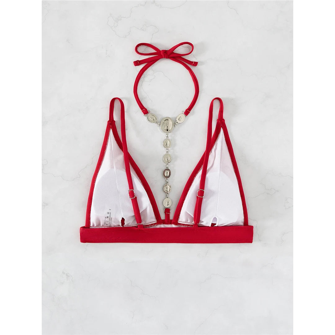 Diamond Extreme Mini Micro Thong Bikini Women Swimwear Female Swimsuit Two-Pieces Bikini Set Bather Bathing Suit Swim Lady V4329