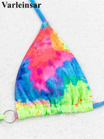 Sexy Printed Tie Dye Halter Brazilian Bikini Women Swimwear Female Swimsuit Two-pieces Bikini set Bather Bathing Suit Swim V6313
