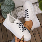 All Match Patchwork Lace Up Sneakers Women Faux Pu Leather Sports Shoes Woman Spring Autumn Non Slip Low Top Flats Shoes Mujer