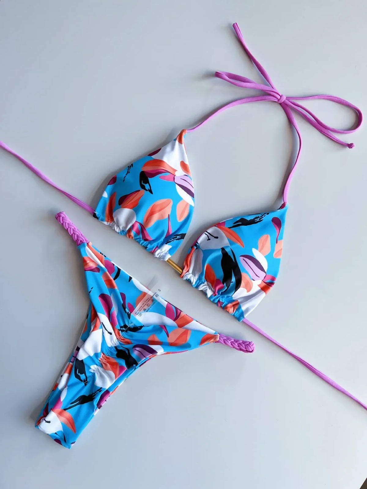 Leopard Halter Scrunch Butt Micro Thong Bikini Women Swimwear Female Swimsuit Two-pieces Bikini Set Bather Bathing Suit Swim