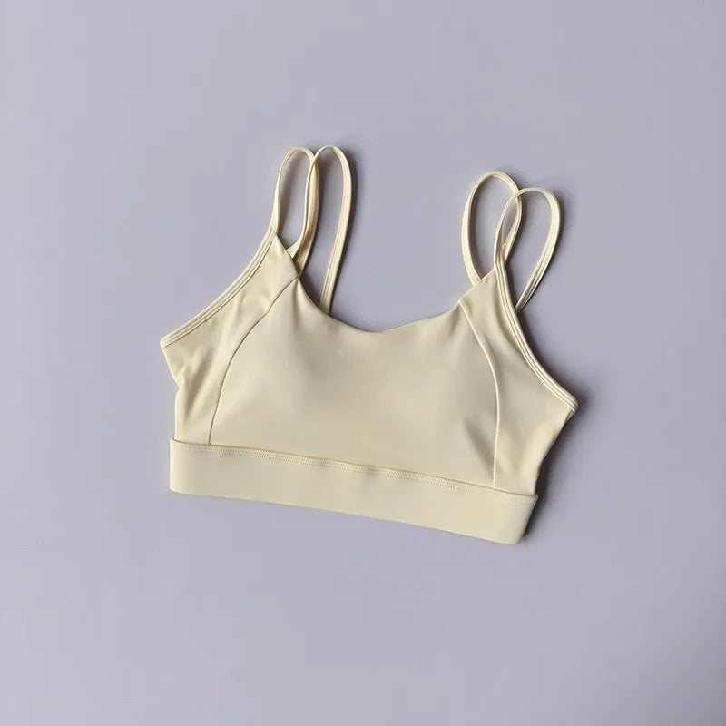 Women's Yoga Sports Bra Shock-Absorbing Gathered Front with Fine Strap Detailing Beautiful Back Design for Running Fitness Vest
