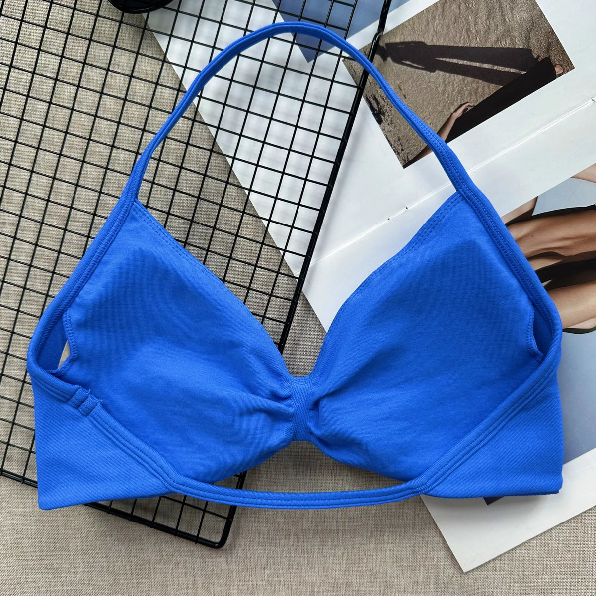 Seamless Sexy Open Back Gym Yoga Crop Top Women Halter Sports Bra Push Up Strappy Padded Workout Tank Tops