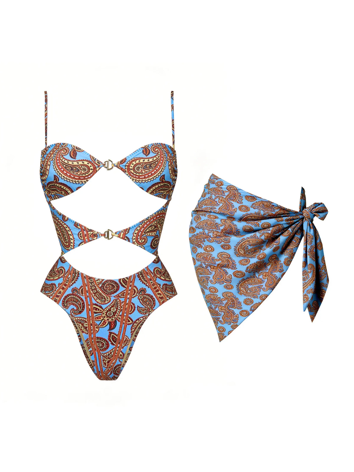 Bandeau Cut-out Swimsuit Women One Piece Swimwear With Headscarf Luxury Lady Bathing Suit Fashion Mujer Beachwear Female Outfit