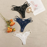3 Pcs Multi-color Sexy Lace Thong Solid Color Underwear Seasonal thong for women clothing Spring/summer New Product C937-1