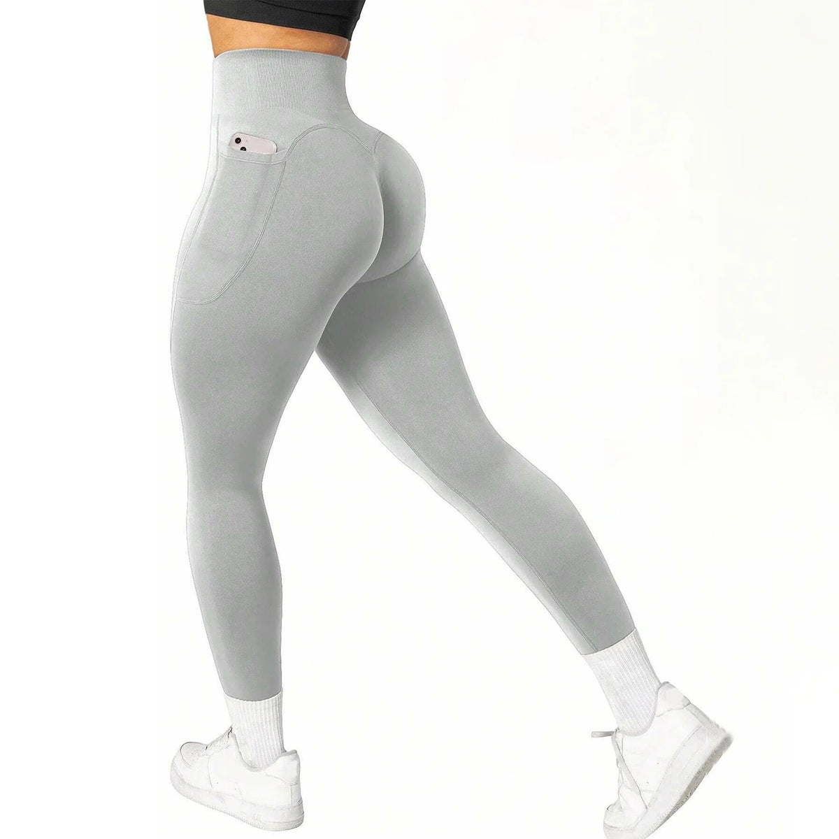 High Waist Tummy Control Yoga Pants with Pockets for Gym Workout - Breathable Stretchy Fitness Leggings
