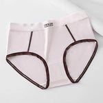 Simple Versatile Color Contrast Ladies Mid Waist Skin Friendly Panties Summer Breathable Cotton Crotch Soft Comfortable Briefs