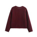Foridol Autumn Winter New Burgundy Cardigan Women Knitted Long Sleeves Femme Casual Sueter Mujer Loose Short Sweater Buttons