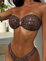 Shiny Sequins Mesh Bandeau Bikini Female Swimsuit Women Swimwear Two-pieces Bikini Set Brazilian Bathing Suit Swim Beach Wear