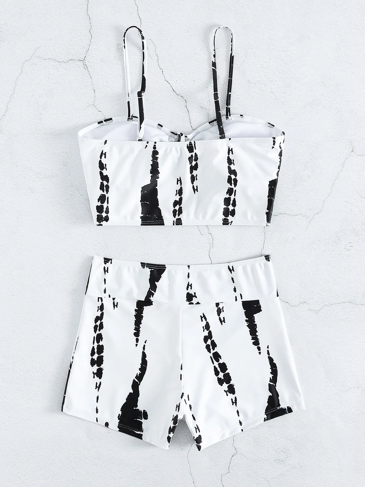 2026 Tie Dye Bikini Drawstring Swimsuit Women High Waist Shorts Swimwear Female Padded Bathing Suit Swimming Beachwear Summer