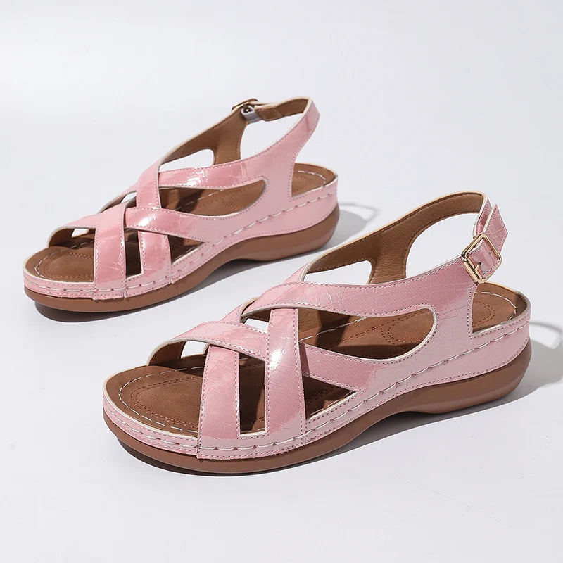 Rome Style Cross Strap Wedges Sandals Women Summer Lightweight Platform Sandles Woman Plus Size 43 Peep Toe Gladiator Sandals
