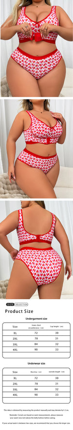 Fashion Heart Print Sexy Lingerie Set, Wireless Side Support Bra, Wing Smoothing Shaping Bra New Arrival