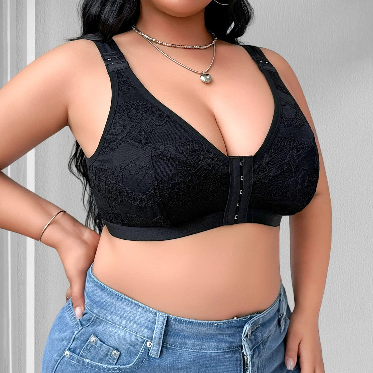 1pcs Plus Size Bras For Women Underwear Seamless Bra Push up Brassiere Lingerie Front Closure Bralette 1XL-4XL Unlined Thin Bras