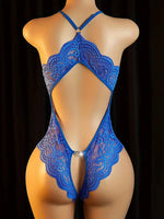 One-piece Crotchless Bodysuits Sexy Lingerie Women Exotic Costumes Sleeveless Deep V TransparentBabydollbackless Bodysuit