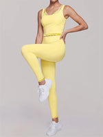 Fake Two Piece Tank Top Yoga Sets Women Lace V Neck Sports Vest Fitness Suit Hip Lifting High Waist Leggings Workout Clothes
