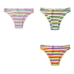 3Pcs/Set Cotton Panties For Women Colorful Striped Underwear Low Waist Briefs Breathable Underpants Female Sexy Lingerie M-XXL