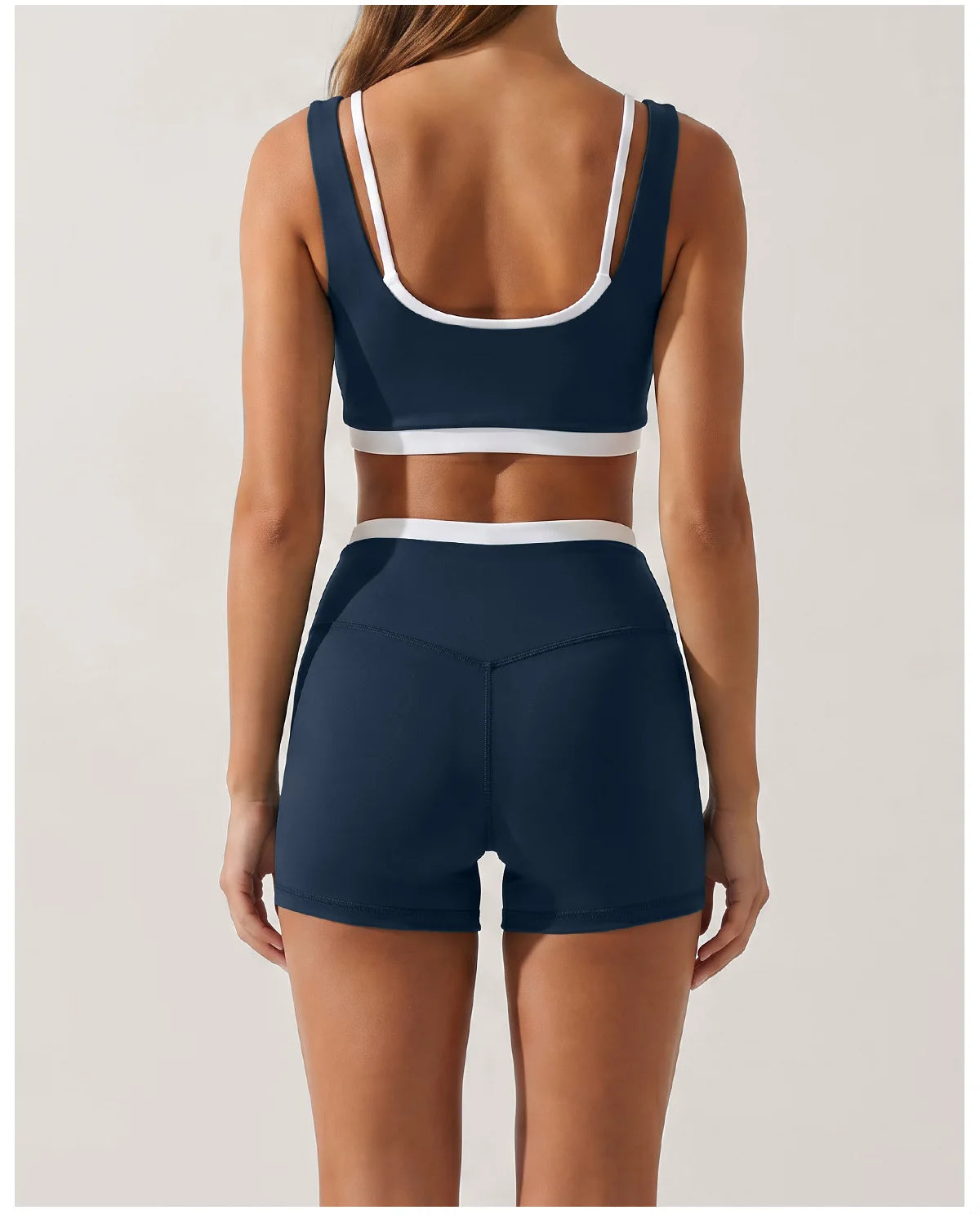 Double Layered Contrasting Yoga Sets Women Shock-absorbing Sports Bra Gym Workout Clothes Outwear High Waist Pants Fitness Suits