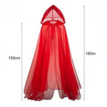 Halloween Ghost Cosplay Costume Cloak Adult Hooded Lace-up Full-Length Sheer Cape with Oversized Hood