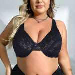 BEAUWEAR Ultra Thin Unlined Breathable Lingerie Bra with Wire Plain Floral Lace Bras for Women