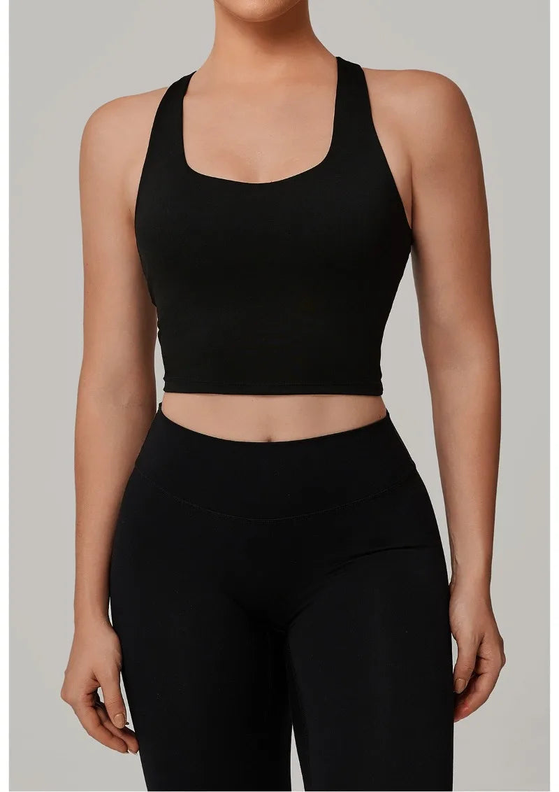 Women's Nude Yoga Vest Slim Fit Beautiful Back Sports Top Running Casual Fitness Tight Top