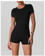 Butt Lifting One Piece Body Shaping Yoga Jumpsuit Women Short Sleeve Hollow Out Backless Bodycon Shorts Sports Suit Workout Wear