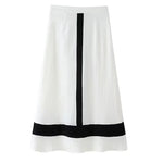 Women's Contrast Color V-Neck Ruffle Top And Skirt Women White Ruffle Trim Crop Top Skirt Casual Summer Outfit Pure Desire 0U19