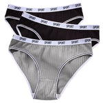 3Pcs/Set Women Low Waist Briefs Letter Waistband Casual Sport Style Panties Rib Knit Cotton Stretch Underwear Ladies Underpants