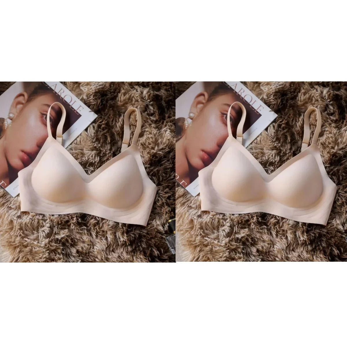 2Pcs/Set Seamless Bras For Women Sexy Lingerie Padded Non-wire Brassiere Adjust Shoulder Strap Underwear Comfort Intimates