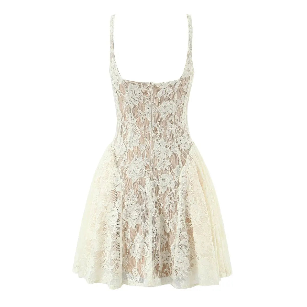 Women's Fashion Casual Sleeveless Lace Trimmed Dress Backless Deep V Suspenders Sleeveless Dress For Woman Charming Elegant D884