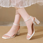 Open-toe Sandals Women 2026 Summer New Buckle Fashion Solid Color Female ShoesChunky High Heel