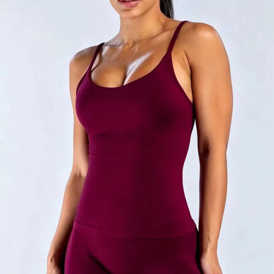 NCLAGEN Women's Pilates Tank Top Gym Clothes Yoga vest with built in bra Thin Strap Seamless Fitness Sportswear Workout Tops