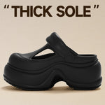 Korean style Platform Clogs For Women Indoor Street Shoes Thick Sole Female Leisure Slippers Close Toe Girls Mary Jane Sandals
